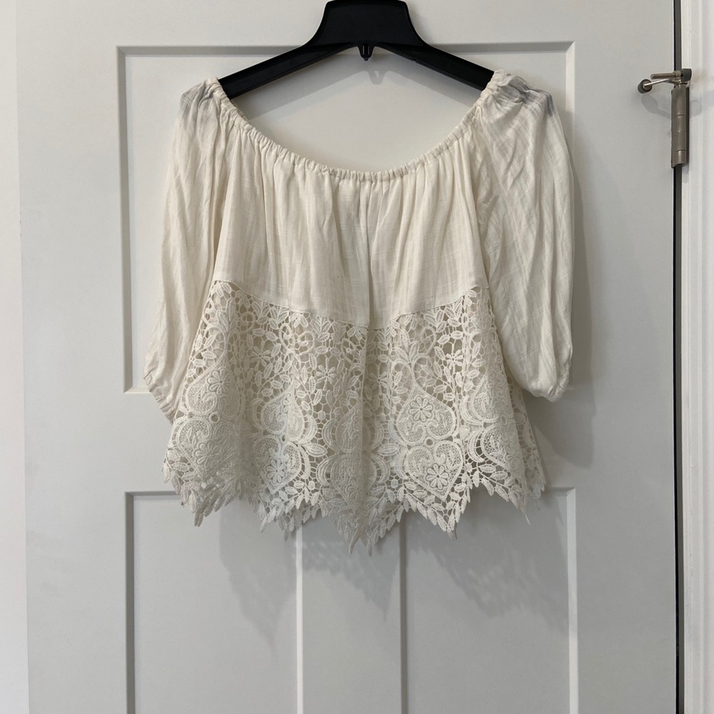 Off the shoulder lace top, size M.